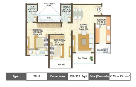 2 BHK Floor Plan