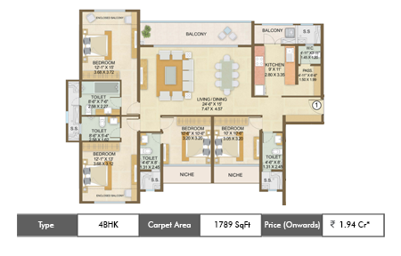 3 BHK Floor Plan